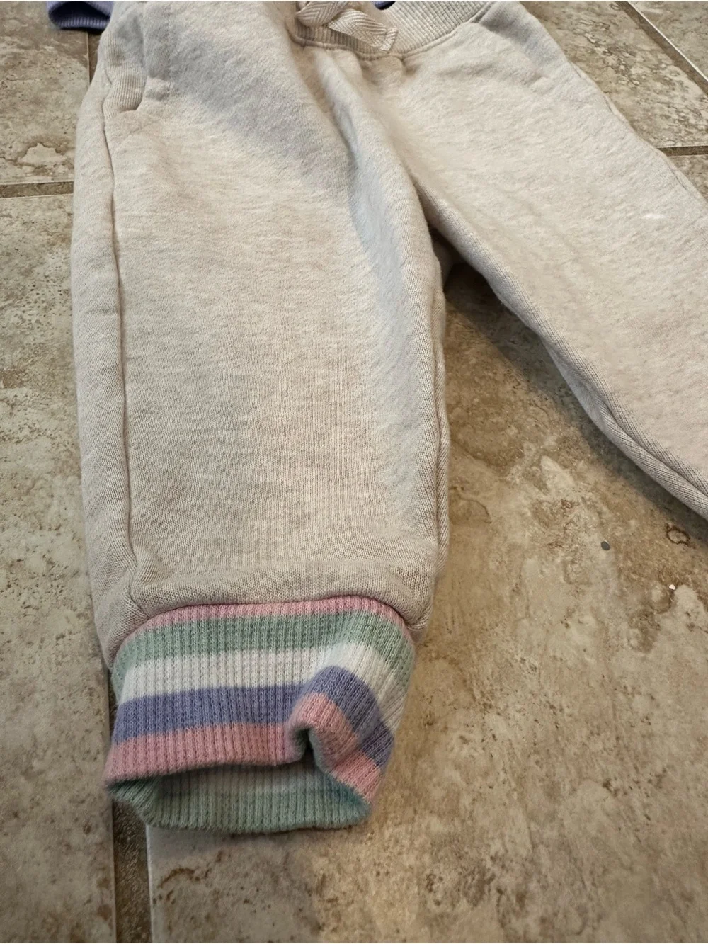 Janie and Jack Lavender Puff-Sleeve Top with Cream Joggers